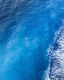 High angle view of person swimming in pool