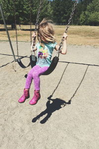 Girl playing in playground