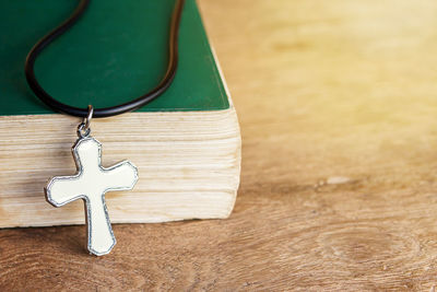 High angle view of key on table