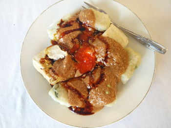 High angle view of food on plate