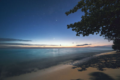 Scenic view of sea against sky at sunset