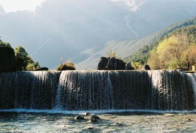 Scenic view of waterfall