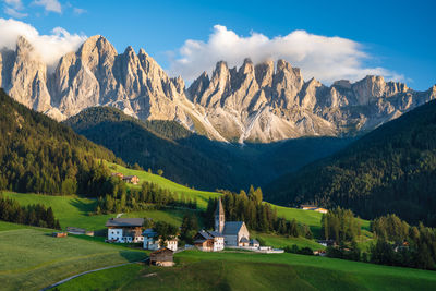 Panoramic view of landscape and mountains against sky