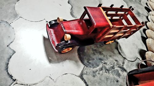 Close-up high angle view of red leaves