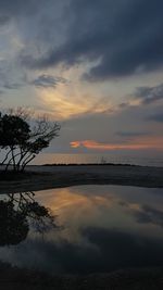 Scenic view of sea against sky at sunset