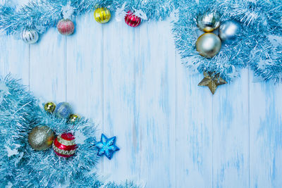 Close-up of christmas tree in snow