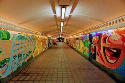 Illuminated subway station