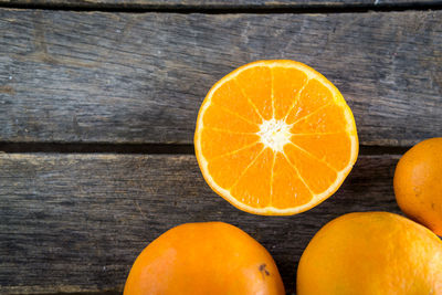 High angle view of orange on table