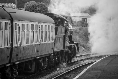 Train on railroad track steam train 