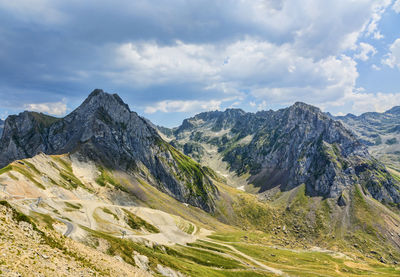 Scenic view of mountains against sky