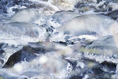Close-up of frozen waterfall