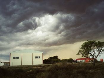 Storm clouds over landscape