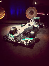 Lamp post in dark room