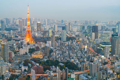 Aerial view of buildings in city