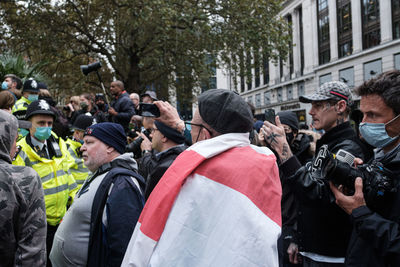 Group of people looking at city