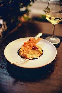 Close-up of food in plate on table