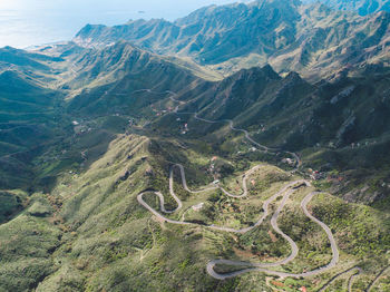 High angle view of mountain road