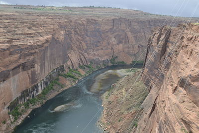 Scenic view of river amidst mountains