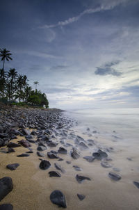 Scenic view of beach against sky