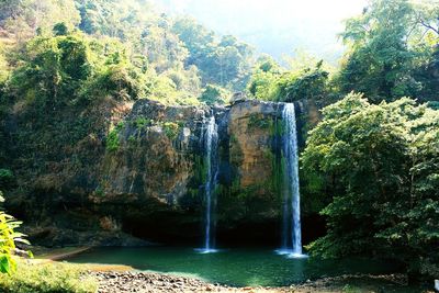 Scenic view of waterfall