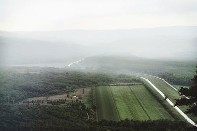 Scenic view of agricultural landscape against sky