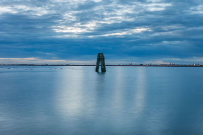 Scenic view of sea against cloudy sky