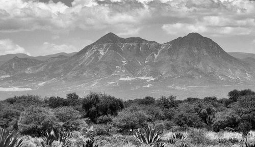Scenic view of mountains against sky