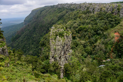 Scenic view of tree mountains against sky