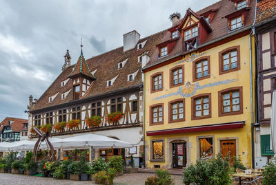 Low angle view of buildings against sky