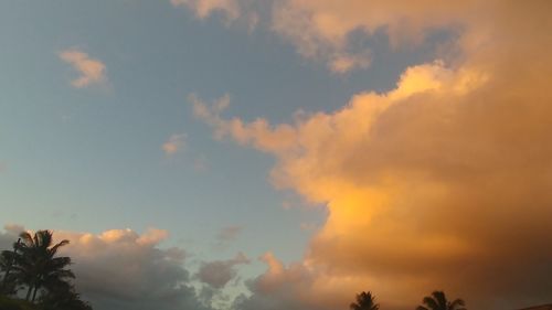 Low angle view of cloudy sky during sunset