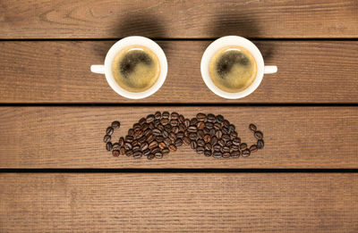 Directly above shot of coffee cup on table
