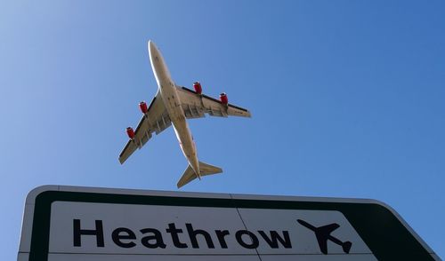 Low angle view of information sign against clear sky