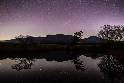 Reflections of mountains, stars and ponds