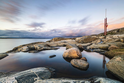 Scenic view of sea against sky during sunset