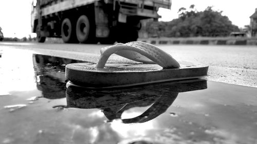 Close-up of abandoned water