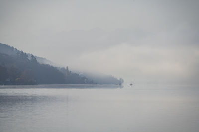 Scenic view of lake against sky during winter