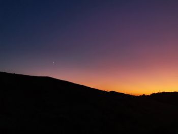 Scenic view of silhouette mountain against sky during sunset