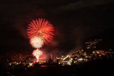 Firework display at night