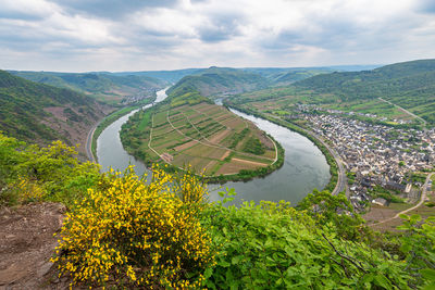 High angle view of townscape against sky