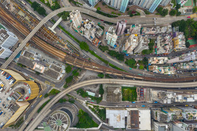 Aerial view of bridges in city