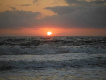 Scenic view of sea during sunset