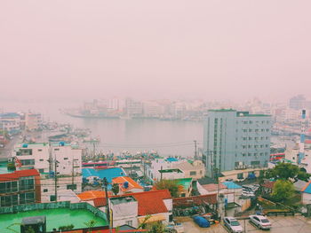 View of river with buildings in background