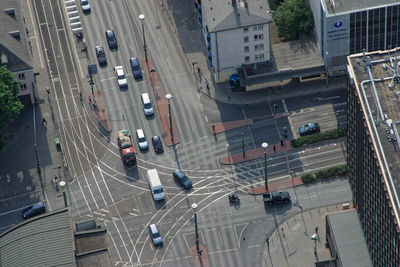 High angle view of vehicles on road