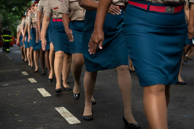 Female military police officers parade during tributes to brazilian independence day 