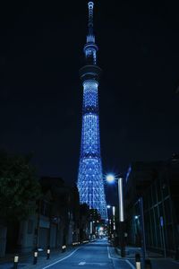 Illuminated tower at night