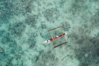 High angle view of ship