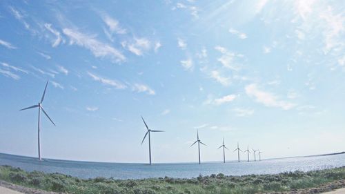 Wind turbines on landscape