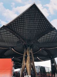 Low angle view of modern building against sky