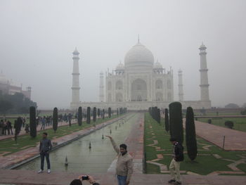 People in front of building