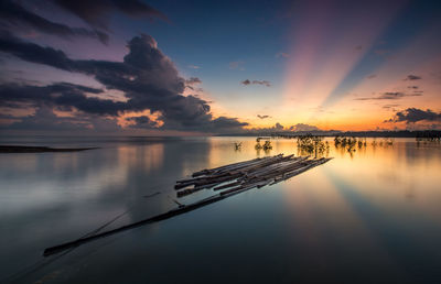 Scenic view of sea against dramatic sky